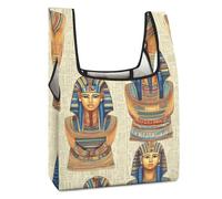 Vintage Ancient Egyptian Pharaoh Statue Foldable Grocery Bag Reusable Shopping Tote Washable Collapsible