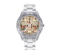 Vintage Ancient Egyptian Pharaoh Statue Men's Watches Stainless Steel Watch Strap Analog Quartz Watch Business Wristwatches