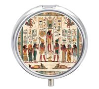 Vintage Ancient Egyptian Pharaoh Statue Pill Box 3 Compartment Small Portable Medicine Case Pill Organizer for Pocket Purse