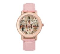 Vintage Ancient Egyptian Pharaoh Statue Womens Elegant Watch Analogue Quartz Watch Leather Band Wristwatch
