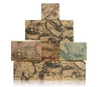 Vintage Ancient Retro Sea Far East World Old Map Sailing Boat Nautical Kraft Gift Wrap Paper - 4 Rich Colors (Sage Green, Terracotta, Mustard, Deep Slate) - 4 Large Sheets 29.5"x20.5" | 16 sq ft Total
