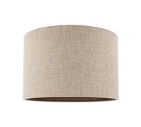 Vintage and Chic Natural Linen Fabric Lamp Shade in Oatmeal with Wooden Effect Inner | 30cm x 20cm | Table or Hanging Pendant by Happy Homewares