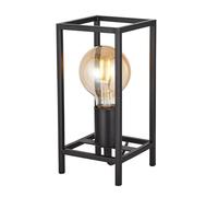 Vintage and Industrial Style Matte Black Table Lamp with Rectangular Cage Design | 23cm x 11cm | Inline Switched Black Cable by Happy Homewares