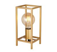 Vintage and Industrial Style Satin Gold Table Lamp with Rectangular Cage Design | 23cm x 11cm | Inline Switched Black Cable by Happy Homewares
