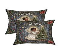 Vintage Angel Christmas Throw Pillow Covers 12x20 Set of 2