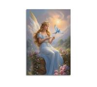 Vintage Angel Poster Beautiful Angels And Flying Birds Decorative Painting Canvas Wall Artworks Picture 20x30inch(50x75cm)