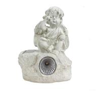 Vintage Angel Solar Garden Statue | Weather-Resistant Resin Outdoor Decorative For Lighting with Auto On/Off LED | Warm Yellow Glow for Lawn Patio Yard Pathway