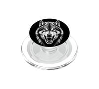 Vintage Angry Alpha Wolf Head Distressed Graphic PopSockets PopGrip for MagSafe