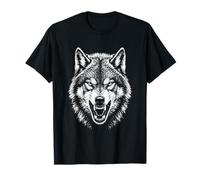 Vintage Angry Alpha Wolf Head Distressed Graphic T-Shirt