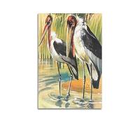 Vintage Animal Poster Beautiful Flamingo Albatross Pelican Poster Decorative Painting Canvas Wall Posters And Art Picture Print Modern Family Bedroom Decor Posters 12x18inch(30x45cm)