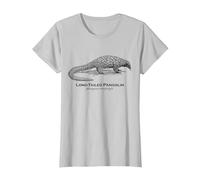 Vintage Animal Retro Wildlife Long-Tailed Pangolin T-Shirt, Women, Silver Grey, Medium