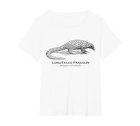 Vintage Animal Retro Wildlife Long-Tailed Pangolin T-Shirt, Women's Plus, White, 1X
