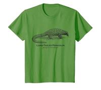 Vintage Animal Retro Wildlife Long-Tailed Pangolin T-Shirt, Youth, Grass Green, Small
