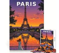 Vintage Anime Paris Skyline with Eiffel Tower 1000 Adult Pieces Jigsaw Puzzle Clear Recall Soothing Downtime Snug Fit Thoughtful Gift (38x52cm)