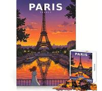 Vintage Anime Paris Skyline with Eiffel Tower 1000 Pieces Jigsaw Puzzles for Teenagers Reasoning Practice Calm Recreation Premium Edges Thoughtful Gift (50x75cm)