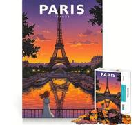 Vintage Anime Paris Skyline with Eiffel Tower Jigsaws for Adults1000 Pieces Brain Memory Game Fine Cut Premium Finishing Engaging Way to Pass Free Hours (50x75cm)