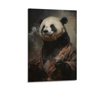 Vintage Anthropomorphic Panda Wall Art, Oil Print, Whimsical Poster, Quirky Canvas Picture, Fun Decor for Living Room Study Artistic Wall Mural Modern Hanging Decor Poster20x30inch(50x75cm)