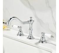 Vintage Antique Brass Bathroom Basin Mixer Tap with Dual Lever Handles Hot and Cold Water Faucet for Bathroom Sink 3 Hole Installation LWX