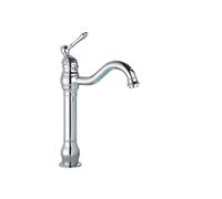 Vintage Antique Brass Bathroom Faucet - Single Handle Swivel Spout Basin Mixer Tap Deck Mounted Retro Design for Wash Basin Classic Bathroom Upgrade - Short Antique Brass Finish (,High,Chrome Polish
