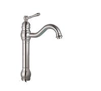 Vintage Antique Brass Bathroom Sink Faucet High-Arc Hot and Cold Mixer Tap Deck-Mounted Water Column Elegant Brushed Nickel Finish