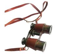 Vintage Antique Brass Binoculars with Wrapped Leather Strap - Nautical Decor, Home Accent & Thoughtful Gift for Men and Collectors