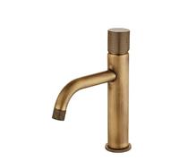 Vintage Antique Brass Countertop Basin Faucet Single Hole High Hot Cold Water Mixer Tap for Bathroom Sink Vanity，Antique 2 Short