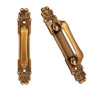 Vintage Antique Brass Handle, 2PCS/Set European Kitchen Cupboard Handles, Rustic Cabinet Drawer Wardrobe Door Handles Zinc Alloy Closet Door Grab Pulls Wardrobe Fitting Hardware Accessory