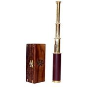 Vintage Antique Brass Spyglass Telescope With Brown Leather Coverd Tube Authentic Handheld Antique Telescope for Adult Adventure, Travelers, and Gifting - Perfect Nautical Decor.