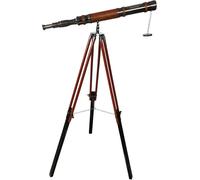 Vintage Antique Brass Telescope Nautical Single Barrel Handmade Unique Design Brown Leather Black Chrome Finish Nautical Wooden Floor Standing Tripod Telescope for i Know The Plans Poetry