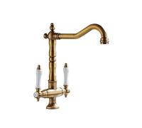 Vintage Antique Bronze Kitchen Faucet - 360° Swivel Hot & Cold Mixer Tap for Kitchen Sink - Classic Design, Brass Construction, Easy Installation