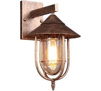 Vintage Antique Bronze Outdoor Wall Light Metal Cage Clear Seeded Glass Farmhouse Porch Mount Lantern Sconce Outdoor Lights