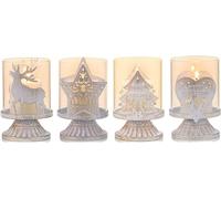 Vintage Antique Metal Pillar Candle Holders Set of 4, Distressed Hurricane Candlestick Candle Holders Prefer Centerpieces for Christmas Table Mantle Fireplace Decoration, 4 Pcs