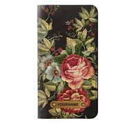 Vintage Antique Roses PU Leather Flip Case Cover For iPhone 11 PU Leather Flip Case Cover For iPhone 11 with Personalized Your Name on Leather Tag