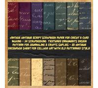 vintage Antique Script scrapbook paper for cricut & card making - 14 scrapbooking textured ornaments design pattern for journaling & crafts suplies - ... for collage art with old patterned style