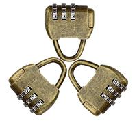 Vintage Antique Style 3 Digit Combination Lock Mini Bronze Password Padlock Small Metal Padlock Archaize Style Lock for Jewelry Box Storage Box Diary Book,Pack of 3