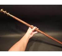 Vintage Antique Style Brass Wood Victorian Walking Stick Cane Spiral Carved Shaft Premium Cane for Seniors, Grandpa, Mother, Father