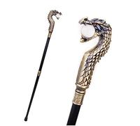 Vintage Antique Walking Cane 93cm/36.6inch Dragon Head Walking Stick Silver Men's Ladies Silver Pewter Black Antique Style Walking Aid (yellow)