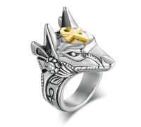 Vintage Anubis God Self-Defense Broken Window Titanium Steel Ring Ancient Egyptian God of Death Jackal Head Ring Hand Jewelry-steel-8