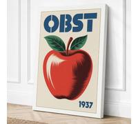 Vintage Apple Obst Art Deco Canvas Wall Art Print 36x24 Inch