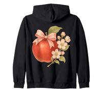 Vintage Apple with Pink Bow and Blossom Floral Art Zip Hoodie