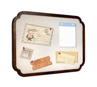 Vintage Arch Scalloped Rectangle Framed Pin Board Linen Display Large Fabric Picture Memo Pin Board for Christmas Gifts Wall Home Office(Scalloped)