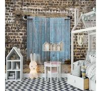 Vintage Architecture Shabby Blue Wooden Door 3D Wallpaper Textured Silk Easy Install Living Room Sofa Bedroom Dining Room Home Decoration Wall-250cm×170cm