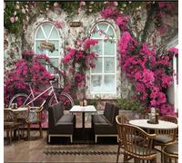 Vintage Architecture Window Flowers Vines 3D Wallpaper Easy Install Feature Office Living Room Sofa Bedroom TV Background Wall Decoration-200cm×140cm