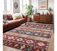 Vintage Area Rug,180x260cm, Rustic Moroccan Bohemian Southwest Style Indoor Rugs, Casual Easy to Clean Low Pile Non-Slip Carpet for Living Room Bedroom Dining Room Washable Non-Shedding Floor Mat