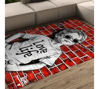 - Vintage Area Rugs for Living Room Non Slip Urban Street Art Bedroom Rug Red Brick Sketch Print Floor Carpet for Nursery Dining Room Washable Entryway Mat for Teen Room Stain Resistant 200x300cm