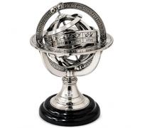 Vintage Armillary Sphere Astrolabe with Wooden Base - Nautical Celestial Globe Zodiac Sign Tabletop Decor for Home and Office Gift Item