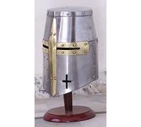 Vintage Armour Store Medieval Templar Crusader Knight Armor Helmet With Wooden Stand Greek Spartan Roman by Vintage Armour Store