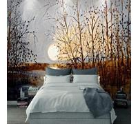 Vintage Art Abstract Sunset Forest River 3D Wallpaper Premium Textured Silk Study Dining Living Room Bedroom Sofa TV Wall Easy Install-430cm×300cm
