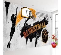Vintage Art Black and White Graffiti Basketball 3D Wallpaper Easy Install Feature Office Living Room Sofa Bedroom TV Background Wall Decoration-200cm×140cm