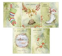 Vintage Art Christmas Cards - Pack of 20 - Five Designs - 4 Of Each